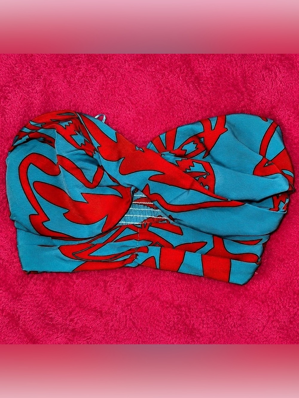 Women Abstract Blue & Red Crop Top
